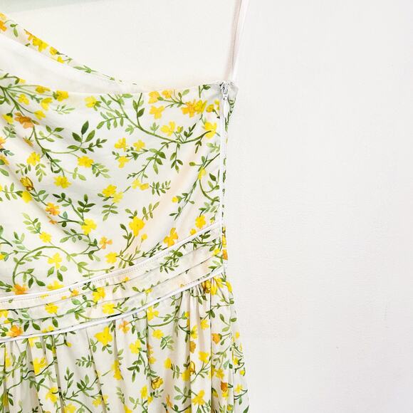 NEW Especia One Shoulder Floral Ester Midi Dress Yellow Size S - Picture 7 of 10